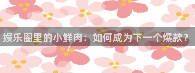 卧龙娱乐4平台注册：娱乐圈里的小鲜肉：如何成为下一个爆款？